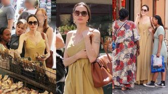 Angelina Jolie buszuje po targowisku w Rzymie z córkami Zaharą i Vivienne (ZDJĘCIA)