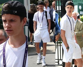 Wimbledon: 16-letni Romeo Beckham krzywi się na widok paparazzi (ZDJĘCIA)