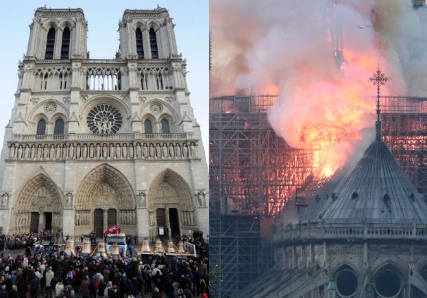 Płonie katedra Notre Dame w Paryżu! Zawaliła się iglica kościoła (ZDJĘCIA)