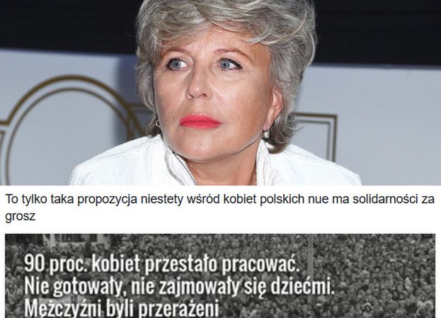 Krystyna Janda: "Niestety wśród kobiet polskich nie ma solidarności za grosz"