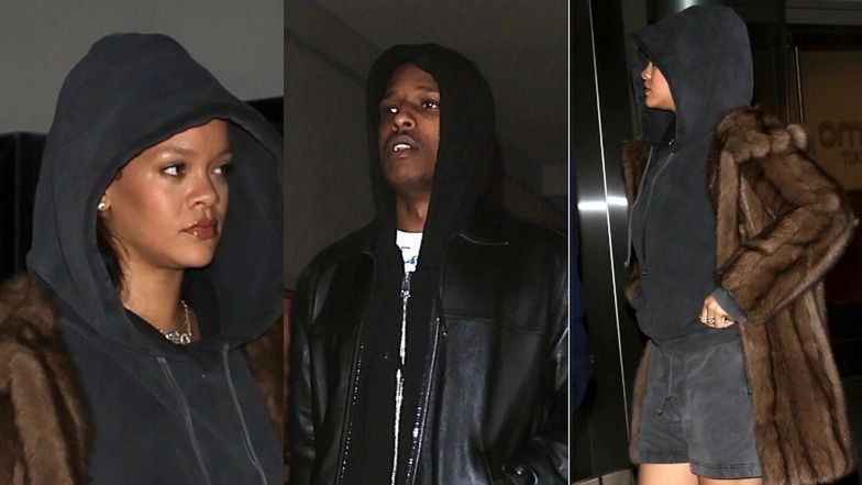 Rihanna i ASAP Rocky mkną pod osłoną nocy na randkę w kinie. Towarzyszył im... ochroniarz (ZDJĘCIA)
