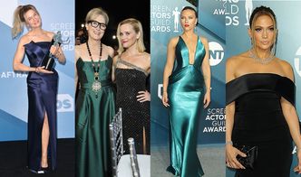 Tłum gwiazd na SAG Awards 2020: triumfująca Renee Zellweger, szczupła Meryl Streep, błyszcząca Scarlett Johansson, elegancka Jennifer Lopez... (ZDJECIA)