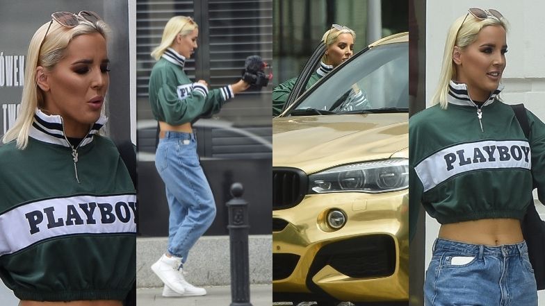 Lil Masti z gołym brzuchem nagrywa relację z ulicy i odjeżdża ZŁOTYM BMW za pół miliona (ZDJĘCIA)