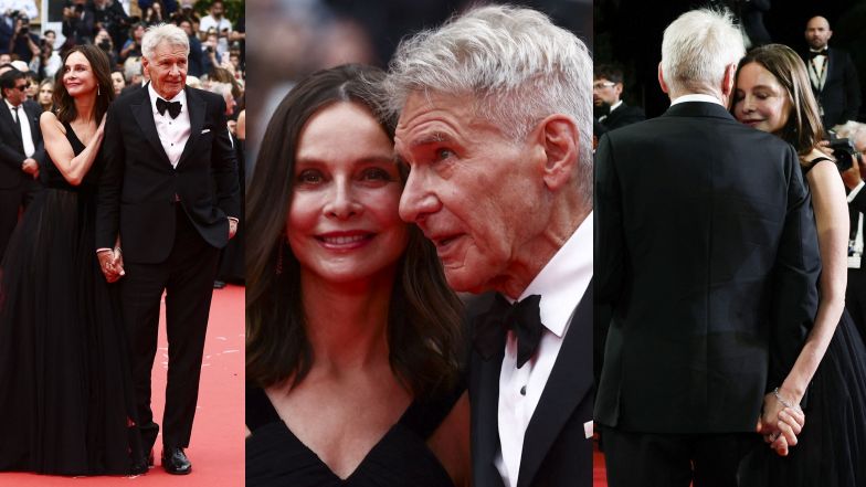 Harrison Ford bryluje w Cannes z młodszą o 22 lata żoną. Podczas odbierania nagrody nie mógł powstrzymać łez (ZDJĘCIA)