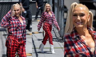 Gwen Stefani prezentuje KOMPLETNIE POZBAWIONE ZMARSZCZEK lico w drodze na wywiad u Jimmy'ego Kimmela (ZDJĘCIA)