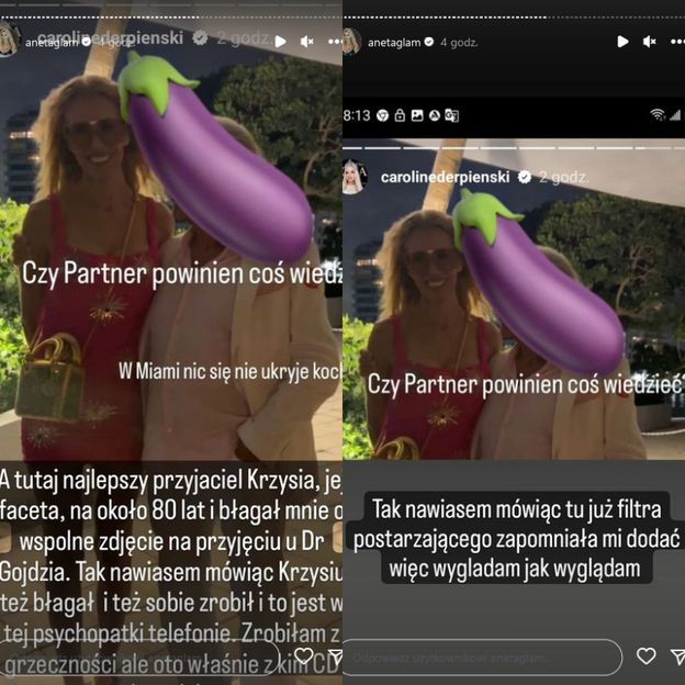 Caroline Derpienski kpi z Anety Glam, publikując wspólne zdjęcie. "Żona Miami" twierdzi, że została POSTARZONA specjalnym filtrem