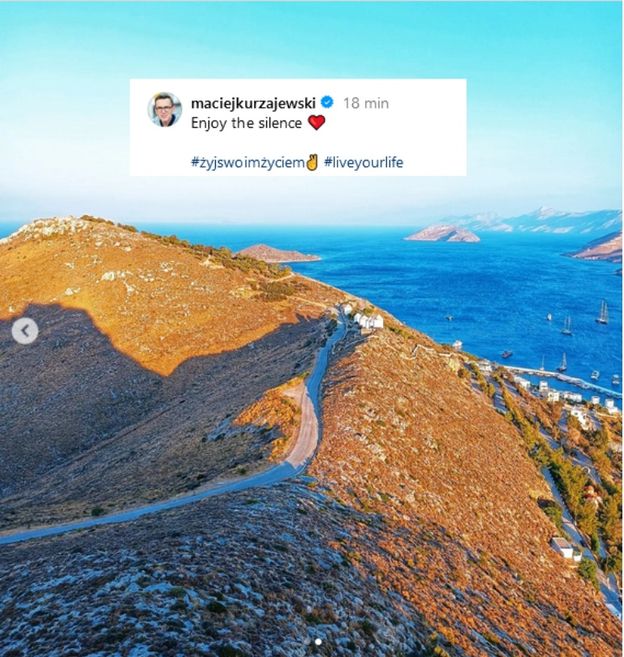 Maciej Kurzajewski pozdrawia z greckich wakacji. Do zdjęć dołączył WYMOWNY podpis