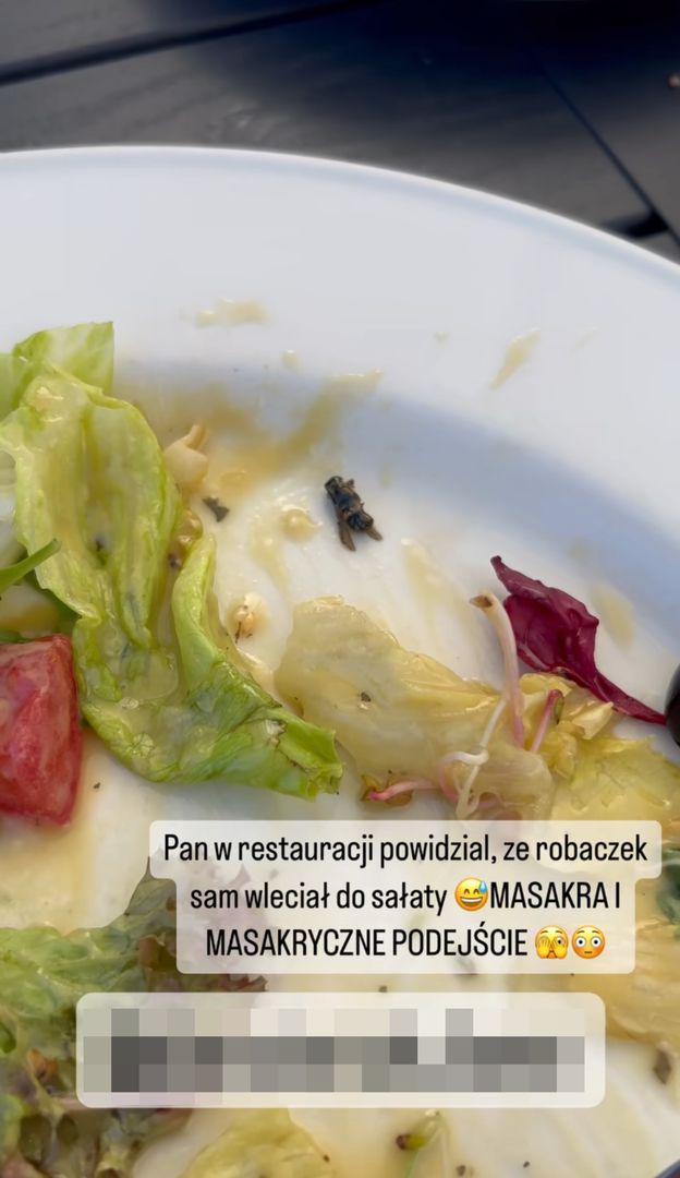 Sylwia Bomba relacjonuje restauracyjny "dramat": "Zapłaciłam za SAŁATKĘ Z ROBAKIEM". Opowiedziała, jak potraktował ją manager (FOTO)
