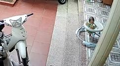 Dziecko w chodziku przed schodami. Dramatyczne nagranie z Azji