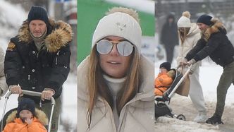 Małgorzata Rozenek i Radosław Majdan zażywają śnieżnego szaleństwa na spacerze z Heniem (ZDJĘCIA)