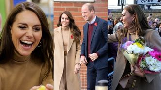 Szykowna Kate Middleton w kamelowym "total looku" dba z księciem Williamem o zdrowie psychiczne brytyjskiej młodzieży (ZDJĘCIA)