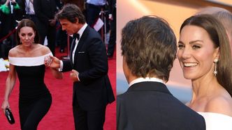Tom Cruise majstrował przy butach?! Stał ramię w ramię z Kate Middleton, która jest od niego wyższa (ZDJĘCIA)