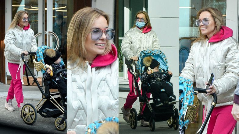 "Dresiarska" Izabela Janachowska w kurtce Chanel wozi Christophera Alexandra w wózku za 8 tysięcy (ZDJĘCIA)