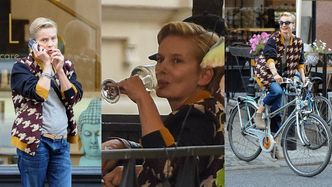 Magdalena Cielecka spędza popołudnie na pogawędce przy napojach i przejażdżce rowerem (ZDJĘCIA)