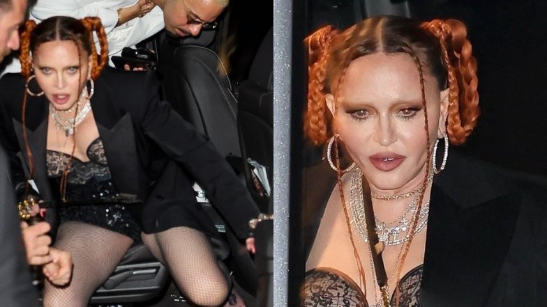 64-letnia Madonna, pochłonięta balangą, próbuje wydostać się z auta w skąpym wdzianku (ZDJĘCIA)