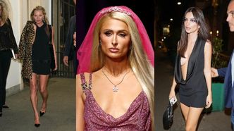 Mediolański pokaz Versace: różowa Paris Hilton, szykowna Kate Moss, wydekoltowana Emily Ratajkowski... (ZDJĘCIA)