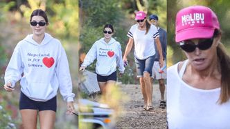 Wyluzowane Kendall i Caitlyn Jenner w mało zobowiązujących stylizacjach spacerują po Malibu z psem (ZDJĘCIA)