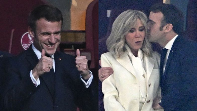 Emmanuel i Brigitte Macron nie szczędzą sobie czułości na trybunach podczas finału mundialu w Katarze (ZDJĘCIA)