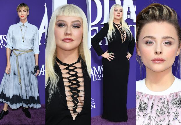 Premiera "Rodziny Addamsów": Christina Aguilera przebrana za Morticię, "chłopięca" Charlize Theron, odmieniona Chloe Grace Moretz (ZDJĘCIA)