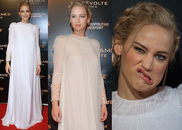 Jennifer Lawrence na premierze... w sukni ślubnej? (ZDJĘCIA)