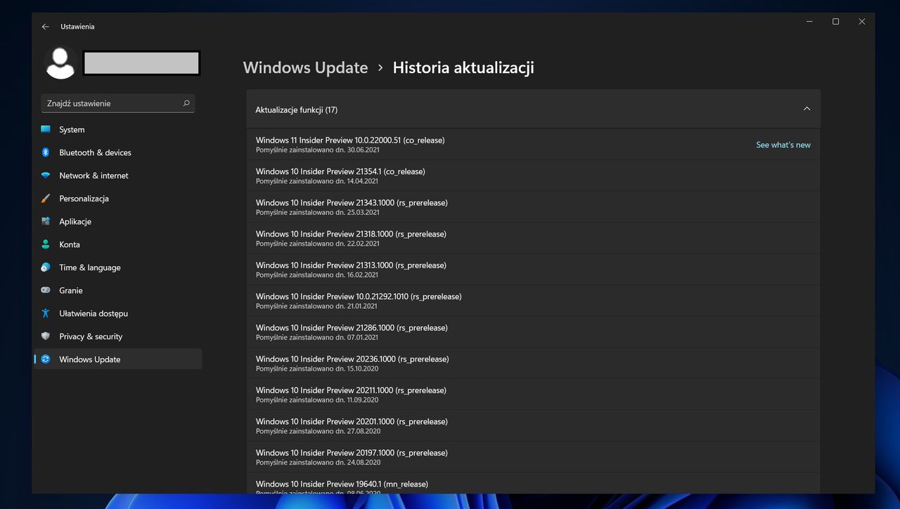 Windows 11 - zrzut ekranu z pierwszej testowej kompilacji