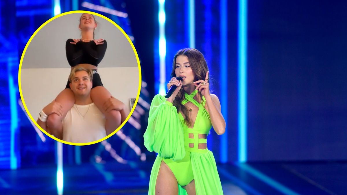 Roksana Węgiel ćwiczy ze swoim narzeczonym.