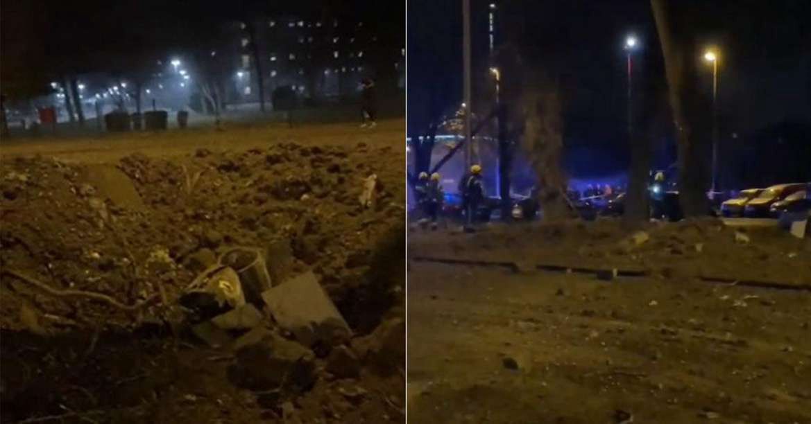Tajemnicza eksplozja w Zagrzebiu. Został krater w ziemi i resztki samolotu. Fot: YouTube screen