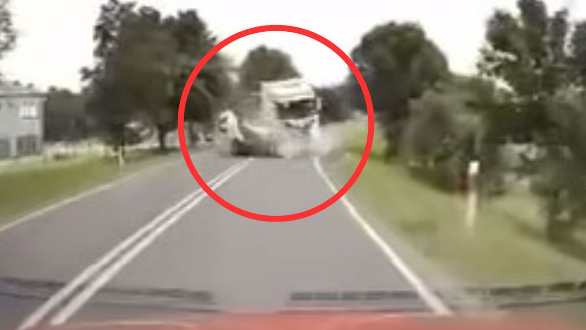 Wypadek pod Olsztynem. Screen z nagrania