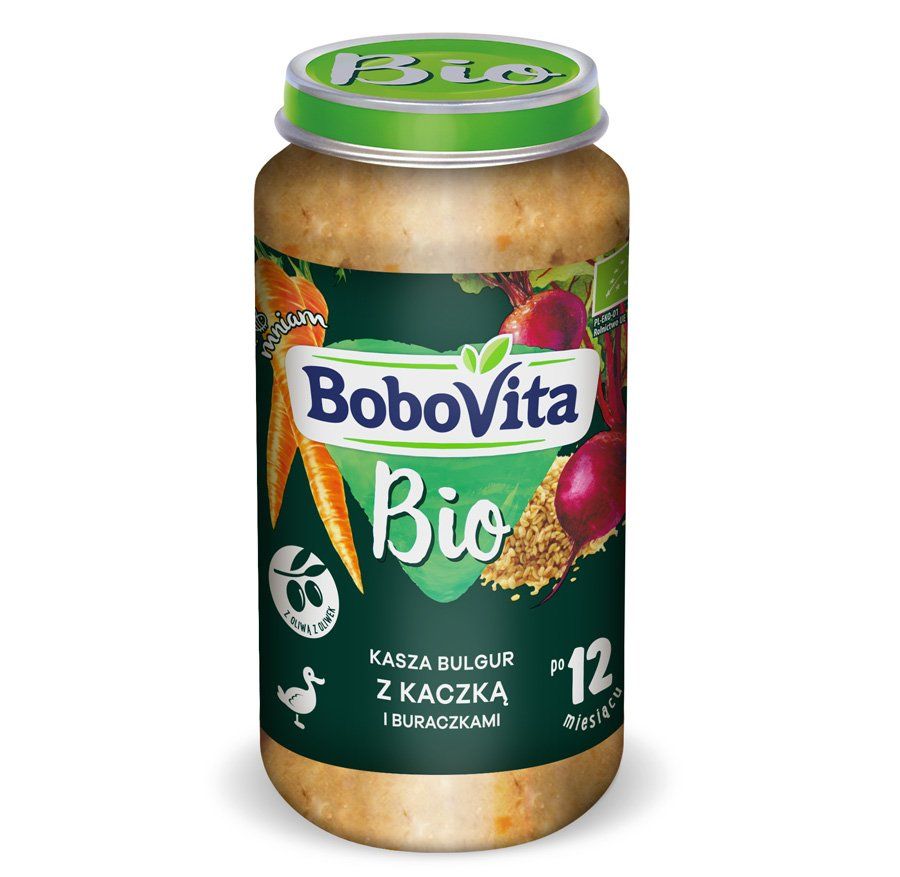 BoboVita Bio kasza bulgur z kaczką i buraczkami po 12. miesiącu życia