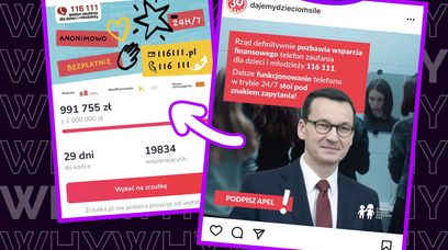 Zebrali MILION ZŁOTYCH na Telefon Zaufania dla Dzieci i Młodzieży 116 111: "PiS-owi krzyż na drogę"