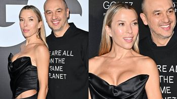 Wydekoltowana Ewa Chodakowska kokietowała frywolną kreacją. Jej mąż wolał bluzę [ZDJĘCIA]