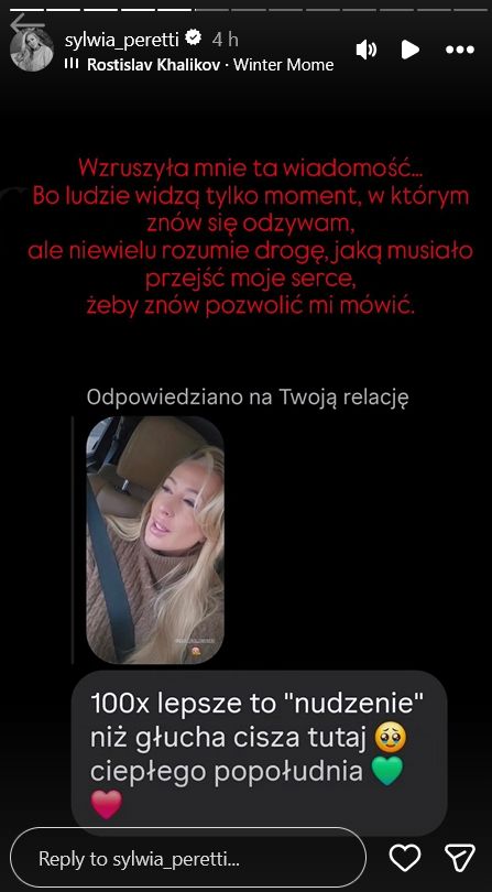 Sylwia Peretti o ciszy na Instagramie