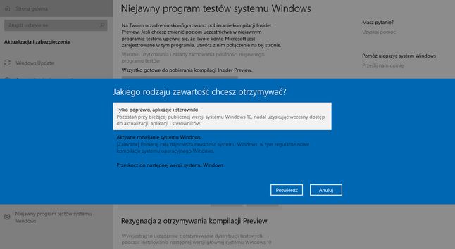 Aby pobrać majową aktualizację już teraz, należy dołączyć do programu Windows Insider i skorzystać z pierścienia "Release Preview".