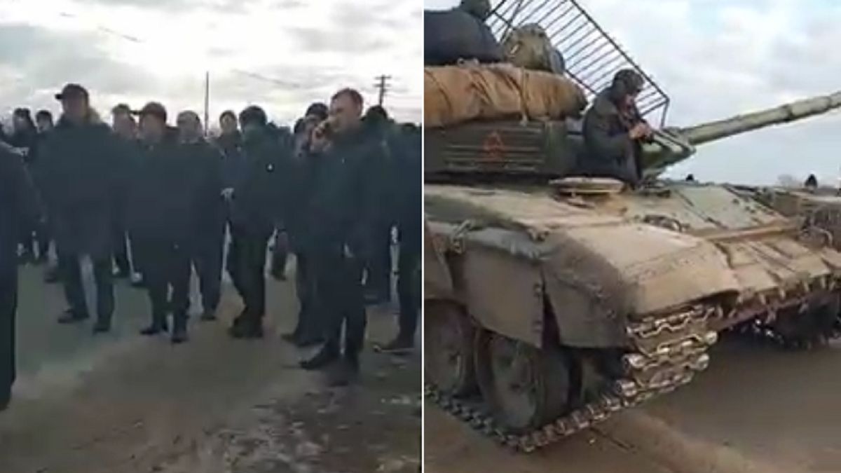 Mieszkańcy zablokowali przejazd rosyjskiego wojska 