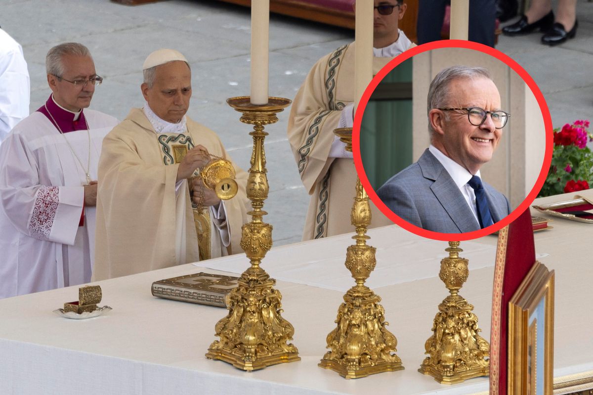 Albanese bringt australischen Charme zur Papsteinweihung mit Akubra