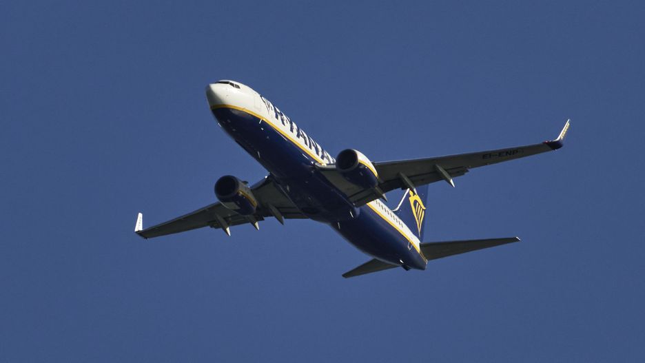 LISBON, PORTUGAL - APRIL 12: Ryanair Boeing 737-8AS(WL) flies past Tagus River on her way to land in Humberto Delgado International Airport on April 12, 2024, in Lisbon, Portugal. Tourism generated 25 billion euros in Portugal during 2023, and it was the best year ever. According to Portuguese government throughout 2023 several tourism demand indicators have broken records. There were more than 30 million guests - an increase of around 10 percent compared to 2019, which had been the best tourist year so far - and 77 million overnight stays. Revenues of around 25 billion euros represent growth of 37 percent compared to 2019 and 18.5 percent compared to 2022. This growth extends to the whole country and is seen throughout the year. Tourism is expected to grow even more in 2024. (Photo by Horacio Villalobos#Corbis/Corbis via Getty Images)