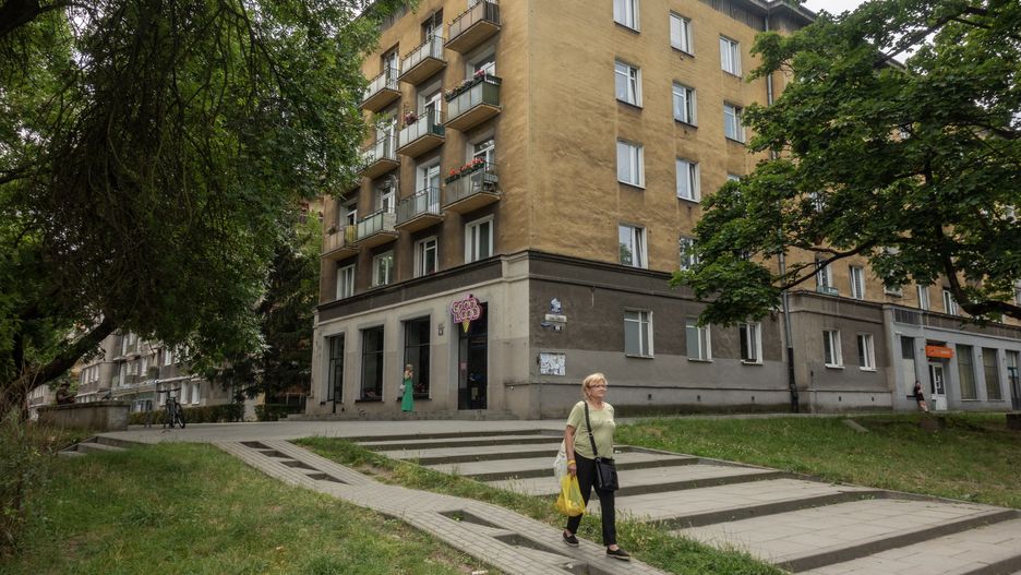 KRAKOW, POLAND - JUNE 28: Visitors and citizens spend time as daily life continues in the Nowa Huta district, built from scratch as a workers' district in the 1950s for the workers of the Vladimir Lenin Steelworks and their families, on June 28, 2024 in Krakow, Poland. Considered one of the important examples of Soviet architecture, the region stands out as an important visit point for both tourists and history enthusiasts. (Photo by Ayhan Mehmet/Anadolu via Getty Images)