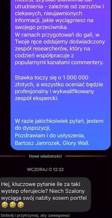 Reakcje influencerów na zaproszenie do Glory Wall