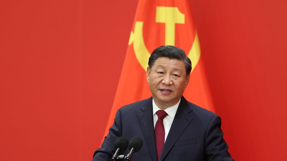 China's Standing Committee Members Of The 20th CPC Central Committee Meet With Press
BEIJING, CHINA - OCTOBER 23: Chinese President Xi Jinping speaks at the podium during the meeting between members of the standing committee of the Political Bureau of the 20th CPC Central Committee and Chinese and foreign journalists at The Great Hall of People on October 23, 2022 in Beijing, China. China's ruling Communist Party today revealed the new Politburo Standing Committee after its 20th congress. (Photo by Lintao Zhang/Getty Images)
Lintao Zhang