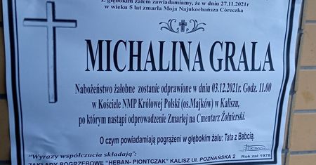 Dwa lata temu zmarła jej mama. Dziś rodzina pożegnała pięciolatkę