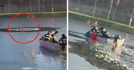 Pod dwójką dzieci załamał się lód. Dramatyczny moment akcji ratunkowej