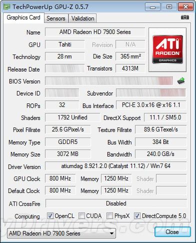 specyfikacja karty graficznej AMD Radeon HD 7950 z aplikacji GPU-Z