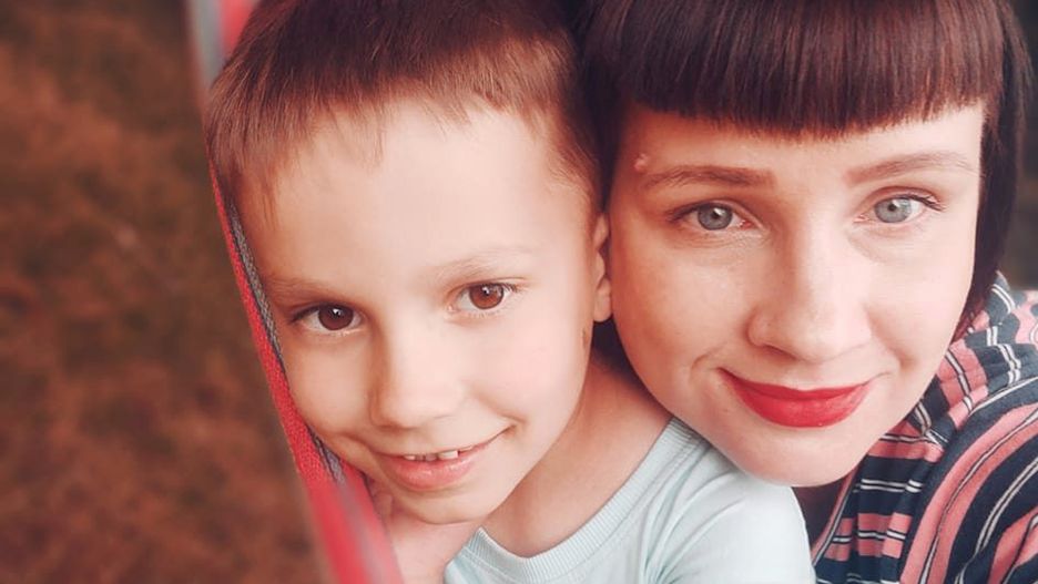 Staś z mamą Agnieszką