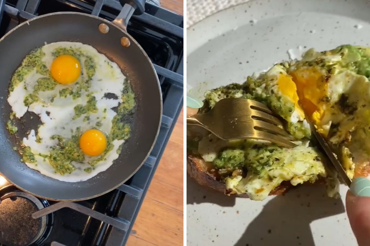 Jajka sadzone na pesto