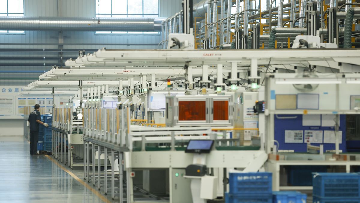 Workers manufacture auto parts in the workshop in Huai 'an City, Jiangsu Province, China, on June 23, 2025. (Photo by Costfoto/NurPhoto via Getty Images)