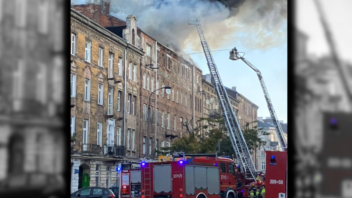 Pożar kamienicy w Warszawie.