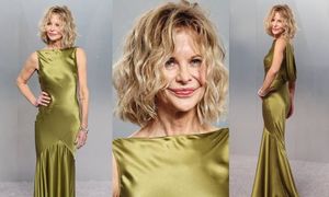 Meg Ryan w oliwkowej satynie błyszczy na Vanity Fair Oscar Party. Klasa? (ZDJĘCIA)