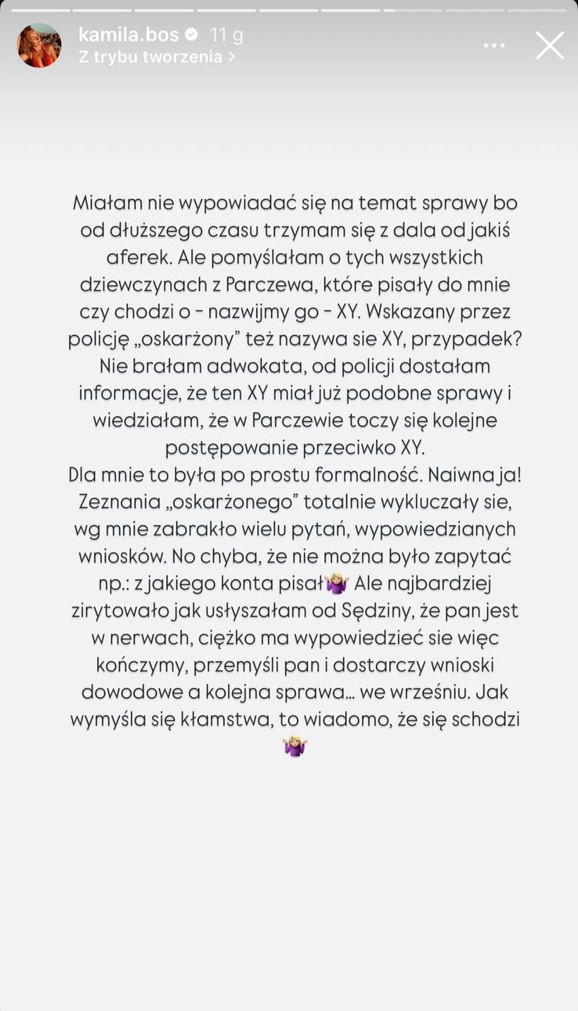 Kamila Boś o rozprawie sądowej