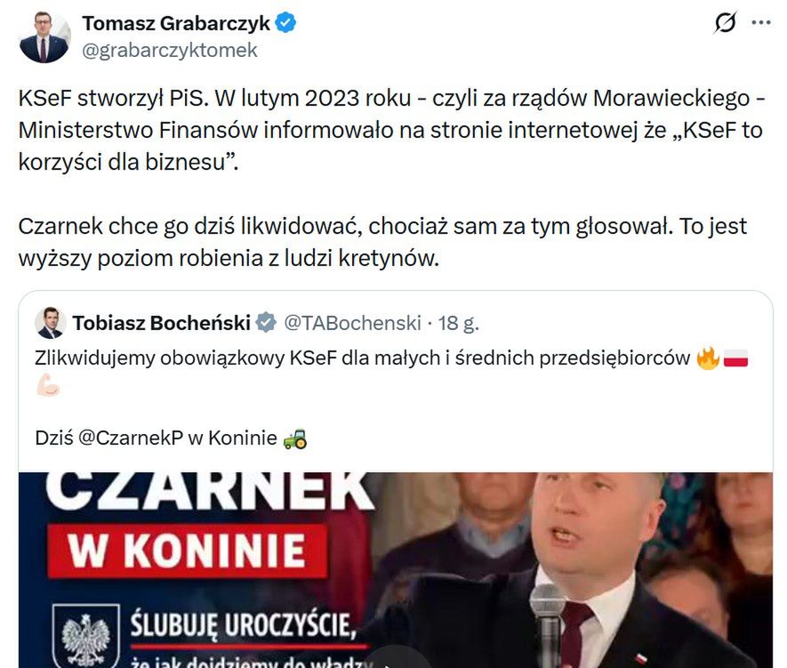 Poseł Konfederacji krytykuje PiS