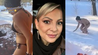 Magdalena Narożna w skąpym odzieniu DAJE NURA w śnieżną zaspę: "Polecam takie rozrywki". Zainspirujecie się? (WIDEO)
